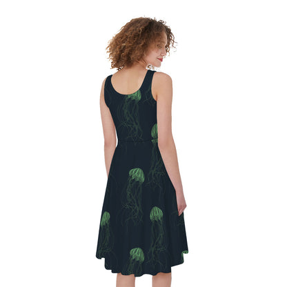 Zentangle Jellyfish Pattern Print Women's Sleeveless Dress