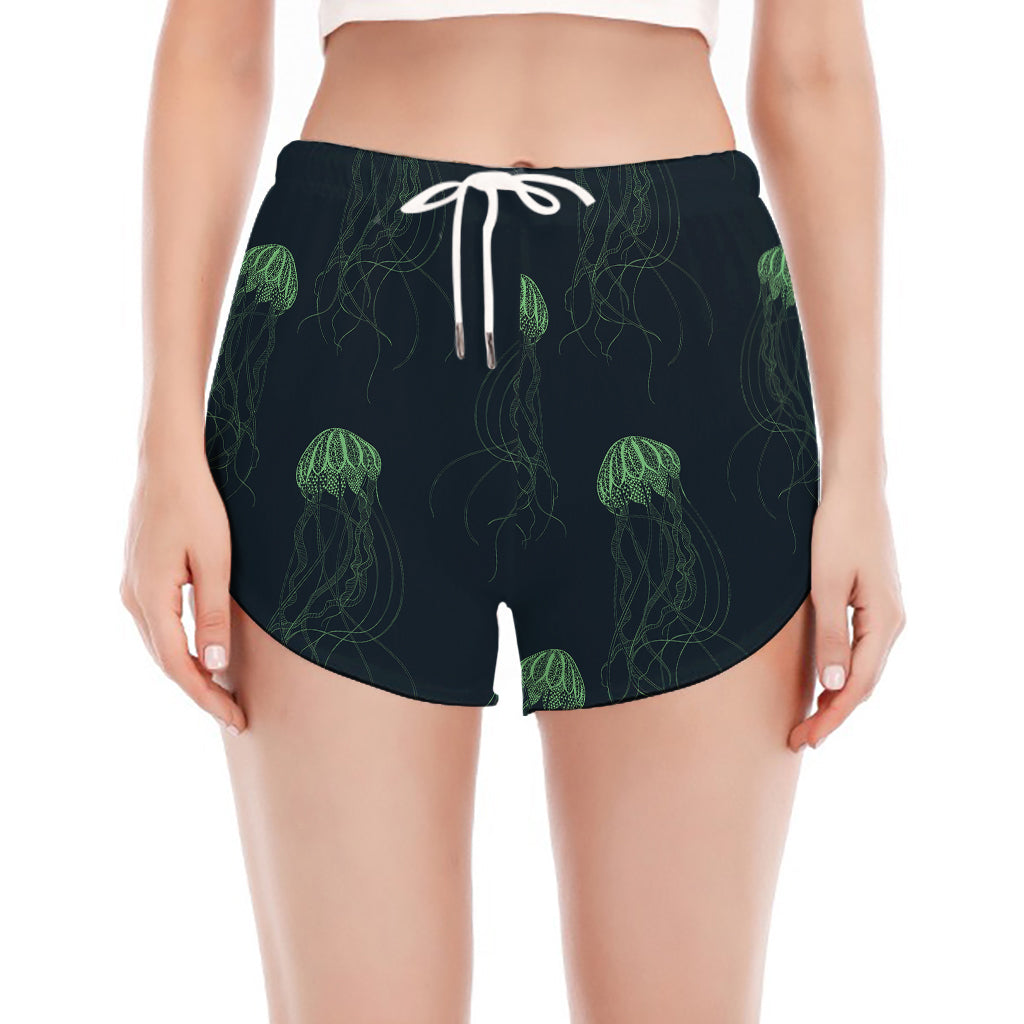 Zentangle Jellyfish Pattern Print Women's Split Running Shorts