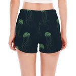 Zentangle Jellyfish Pattern Print Women's Split Running Shorts