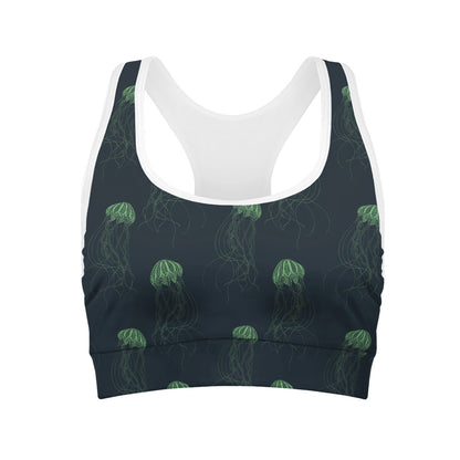 Zentangle Jellyfish Pattern Print Women's Sports Bra
