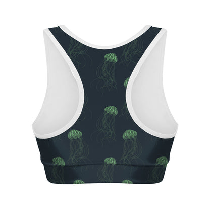 Zentangle Jellyfish Pattern Print Women's Sports Bra