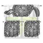 Zentangle Sea Turtle Print 3 Piece Kitchen Curtains