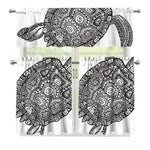 Zentangle Sea Turtle Print 3 Piece Kitchen Curtains