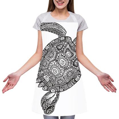 Zentangle Sea Turtle Print Adjustable Apron