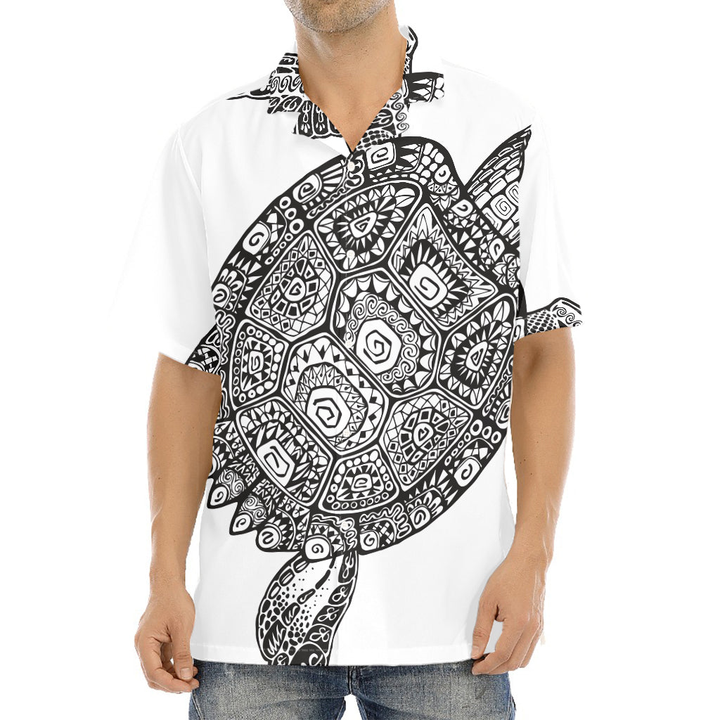 Zentangle Sea Turtle Print Aloha Shirt