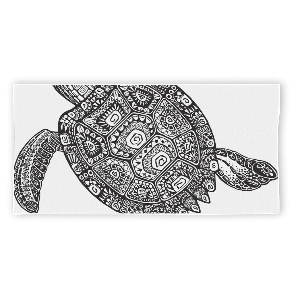 Zentangle Sea Turtle Print Beach Towel