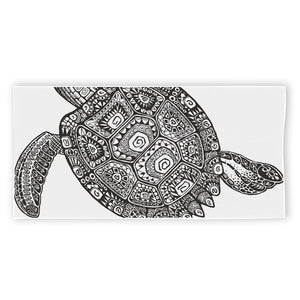 Zentangle Sea Turtle Print Beach Towel