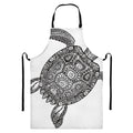Zentangle Sea Turtle Print Bib Apron With Pocket