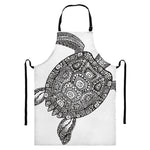 Zentangle Sea Turtle Print Bib Apron With Pocket