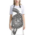 Zentangle Sea Turtle Print Bib Apron With Pocket