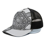 Zentangle Sea Turtle Print Black Mesh Trucker Cap