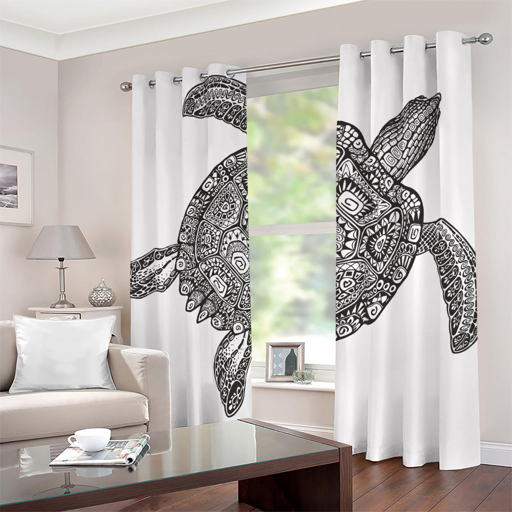 Zentangle Sea Turtle Print Blackout Grommet Curtains