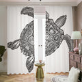 Zentangle Sea Turtle Print Dimout Pencil Pleat Curtains