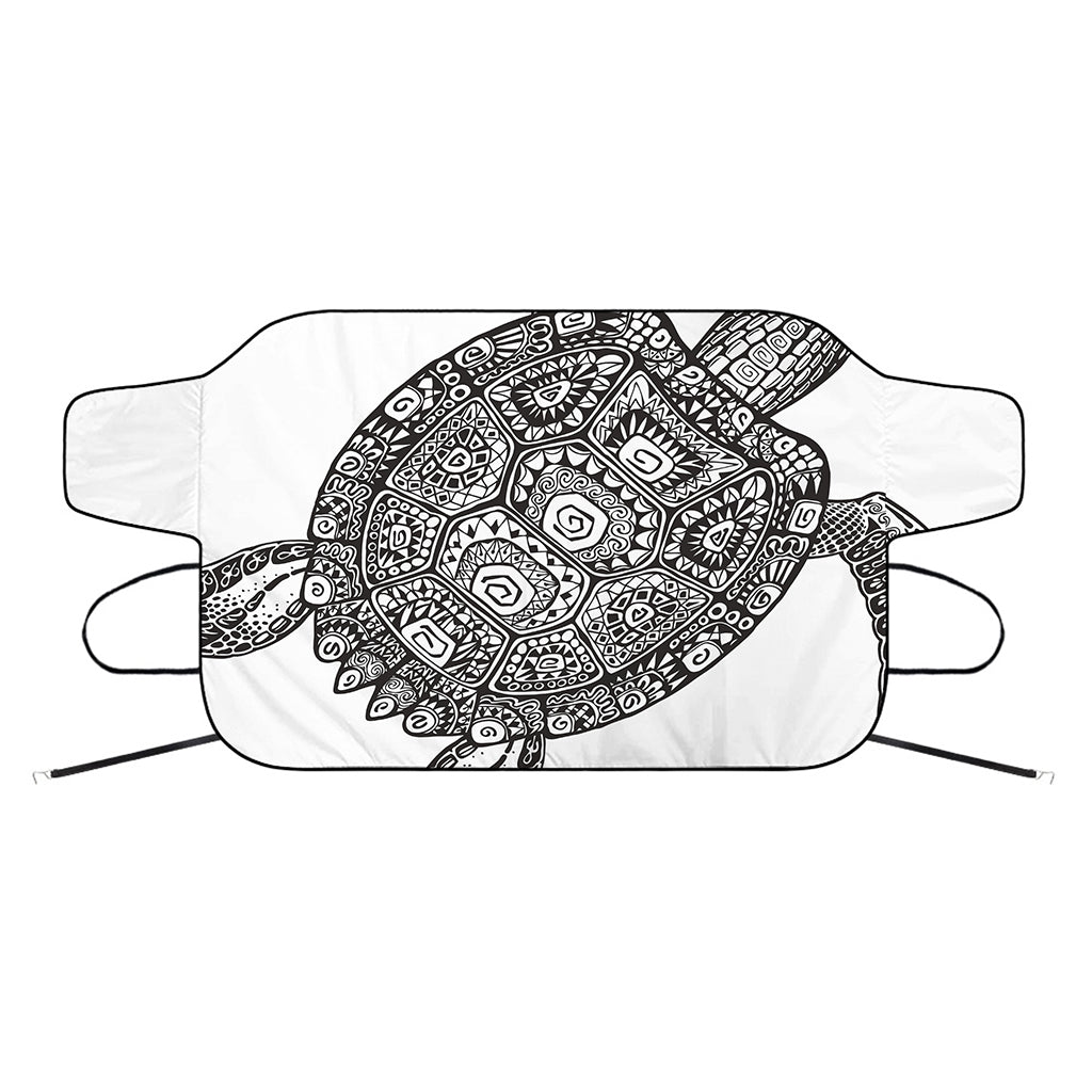 Zentangle Sea Turtle Print Car Windshield Snow Cover