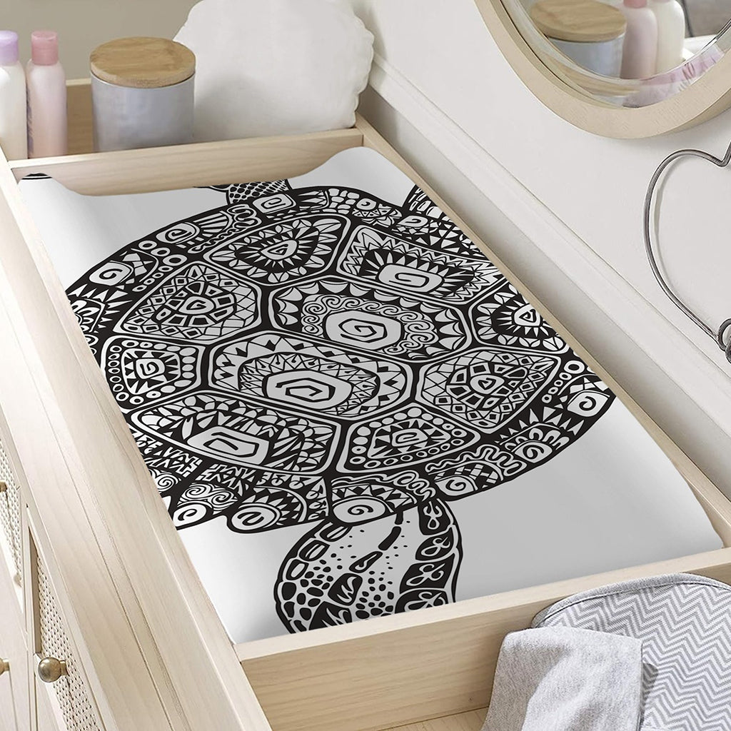 Zentangle Sea Turtle Print Changing Pad Cover