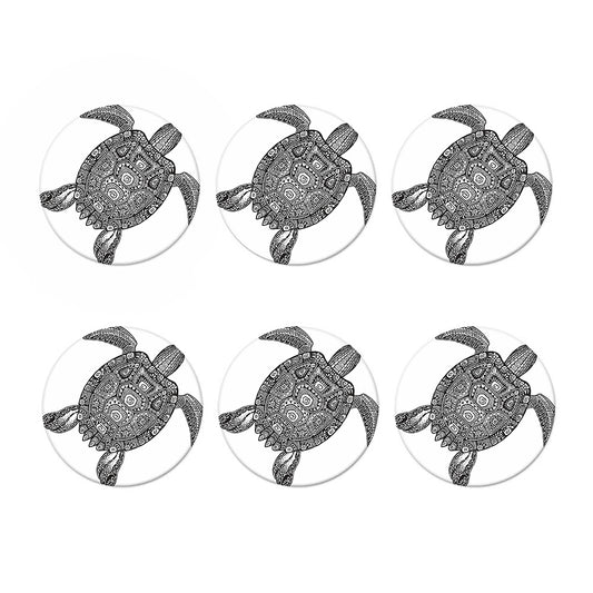 Zentangle Sea Turtle Print Coaster Set