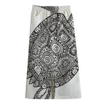 Zentangle Sea Turtle Print Cotton Front Slit Maxi Skirt