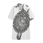 Zentangle Sea Turtle Print Cotton Hawaiian Shirt