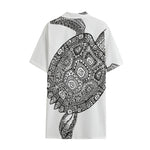Zentangle Sea Turtle Print Cotton Hawaiian Shirt