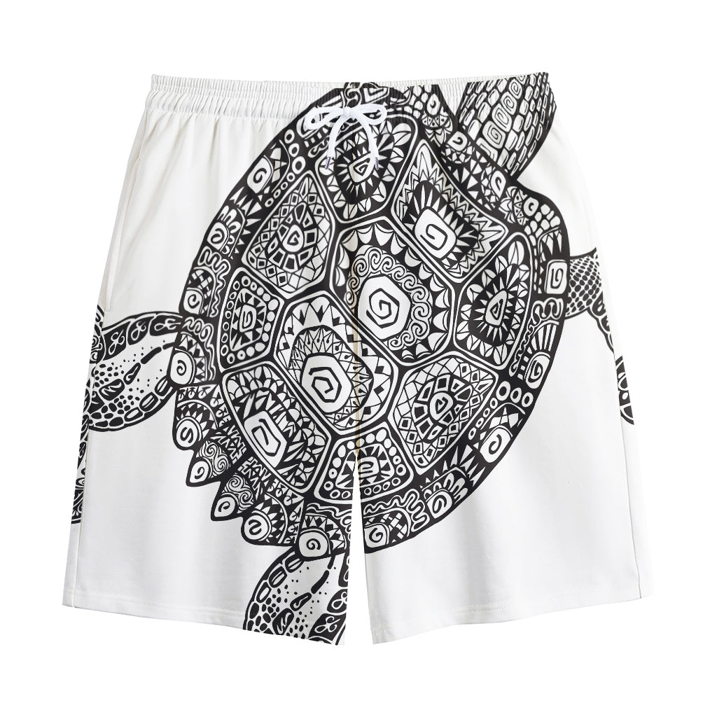 Zentangle Sea Turtle Print Cotton Shorts