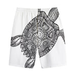 Zentangle Sea Turtle Print Cotton Shorts