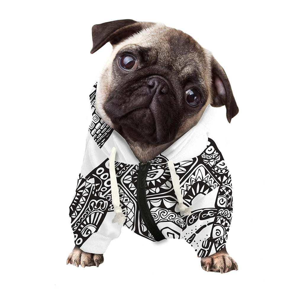 Zentangle Sea Turtle Print Dog Zip Up Hoodie