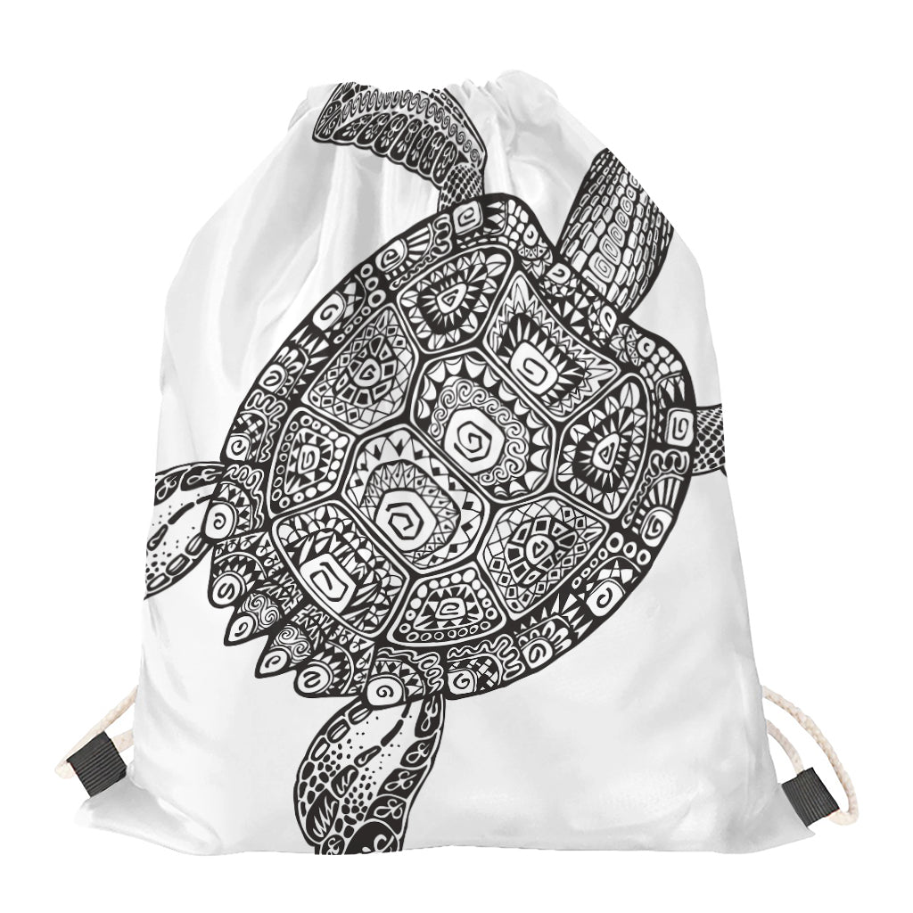 Zentangle Sea Turtle Print Drawstring Bag