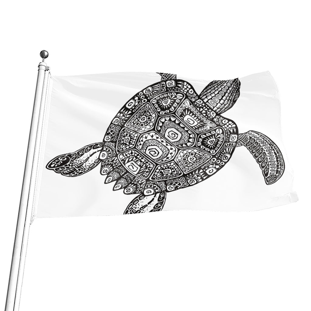 Zentangle Sea Turtle Print Flag