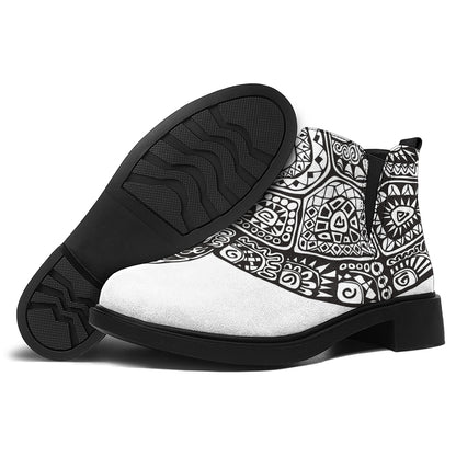 Zentangle Sea Turtle Print Flat Ankle Boots