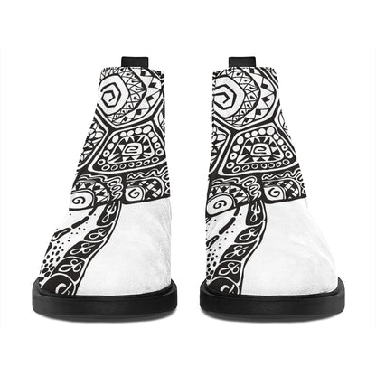 Zentangle Sea Turtle Print Flat Ankle Boots