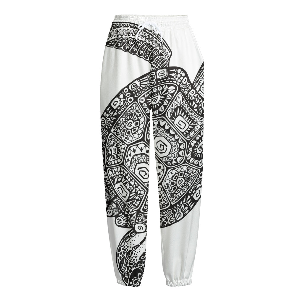 Zentangle Sea Turtle Print Fleece Lined Knit Pants