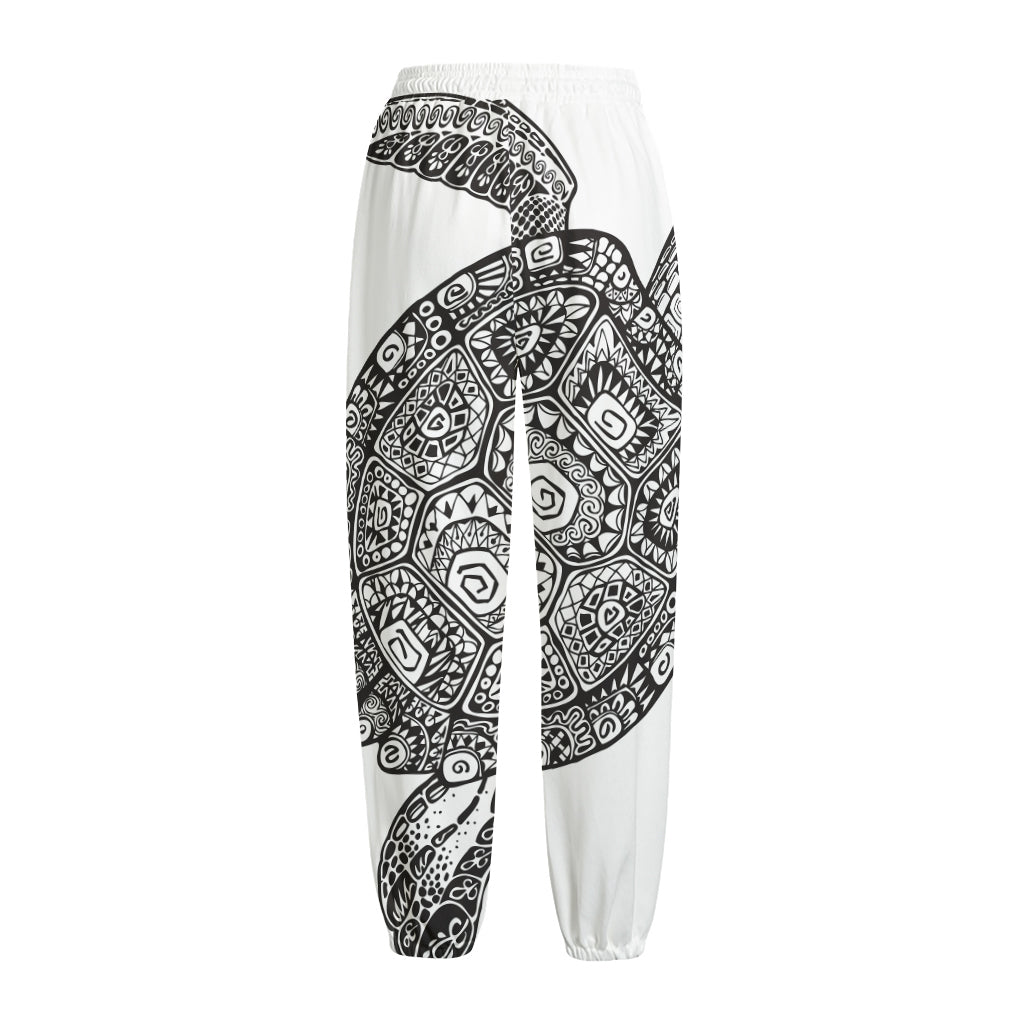 Zentangle Sea Turtle Print Fleece Lined Knit Pants