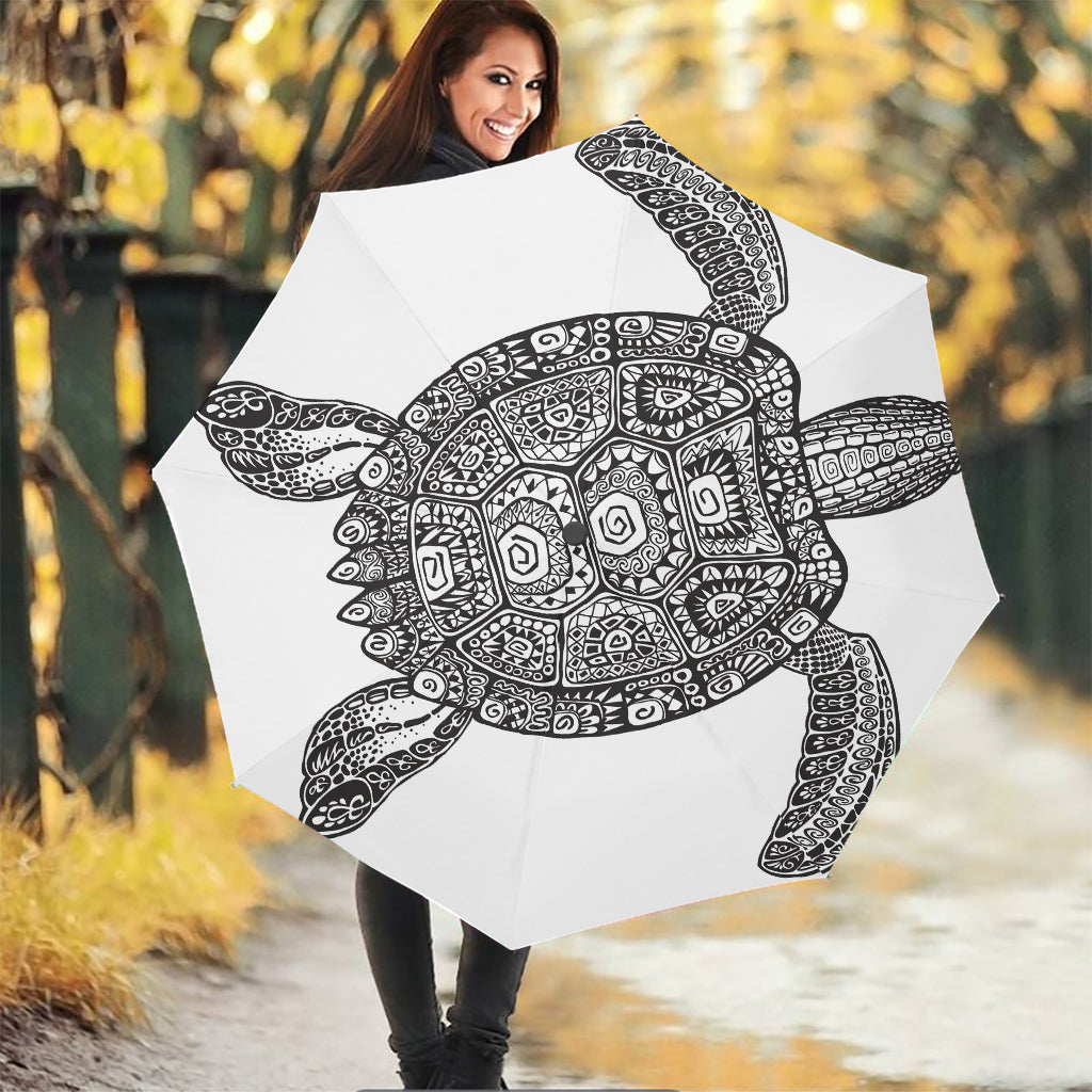 Zentangle Sea Turtle Print Foldable Umbrella