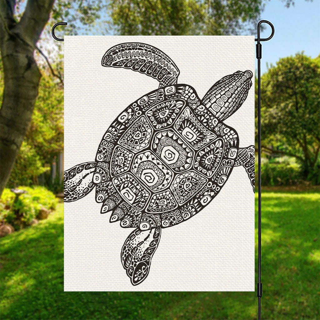 Zentangle Sea Turtle Print Garden Flag