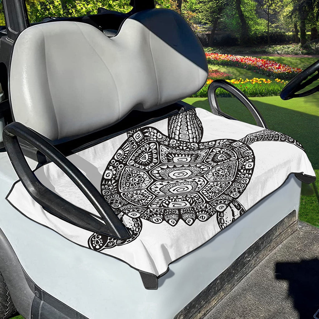 Zentangle Sea Turtle Print Golf Cart Seat Cover