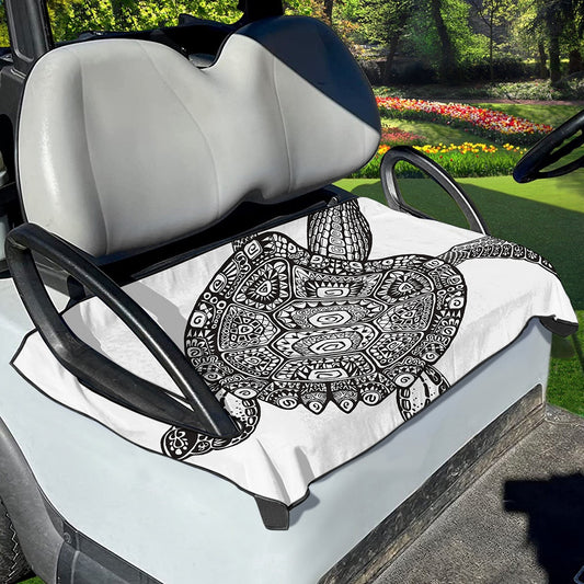 Zentangle Sea Turtle Print Golf Cart Seat Cover