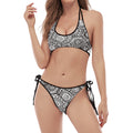 Zentangle Sea Turtle Print Halter Scoop Tie Side Bikini