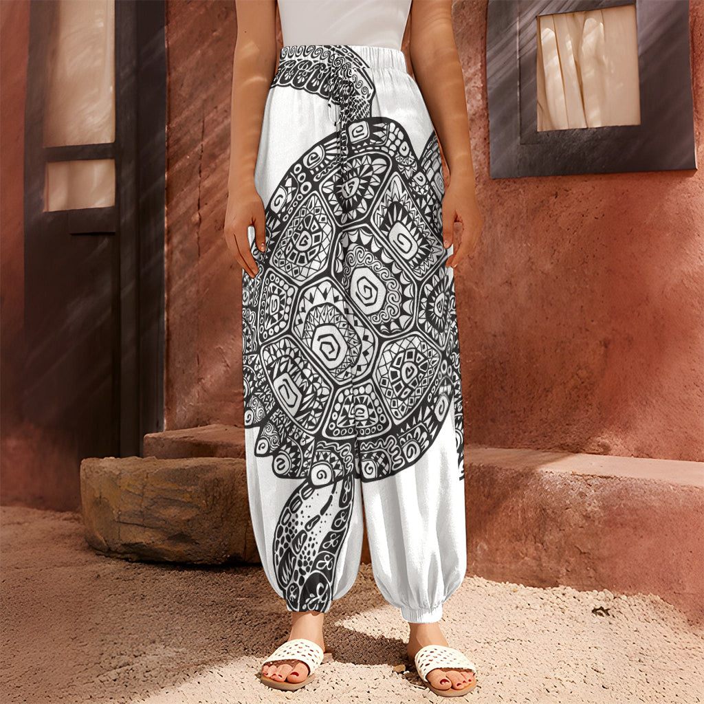 Zentangle Sea Turtle Print Harem Pants