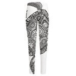 Zentangle Sea Turtle Print High-Waisted Pocket Leggings