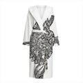 Zentangle Sea Turtle Print Hooded Bathrobe