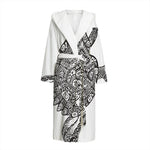 Zentangle Sea Turtle Print Hooded Bathrobe
