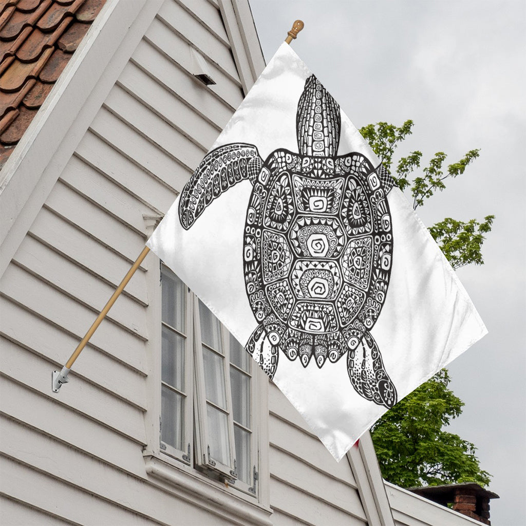 Zentangle Sea Turtle Print House Flag