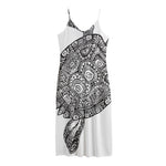 Zentangle Sea Turtle Print Jersey Midi Cami Dress