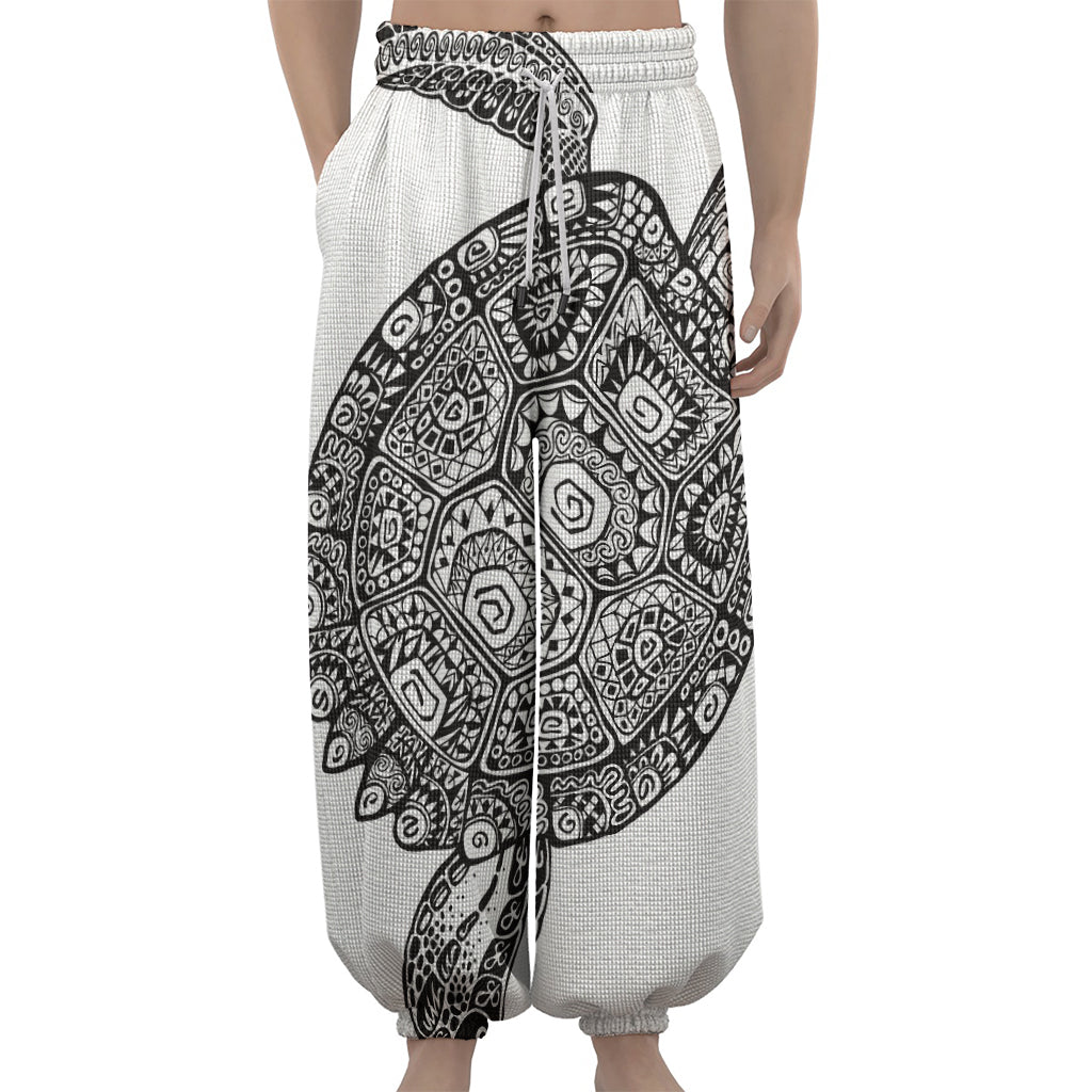 Zentangle Sea Turtle Print Lantern Pants