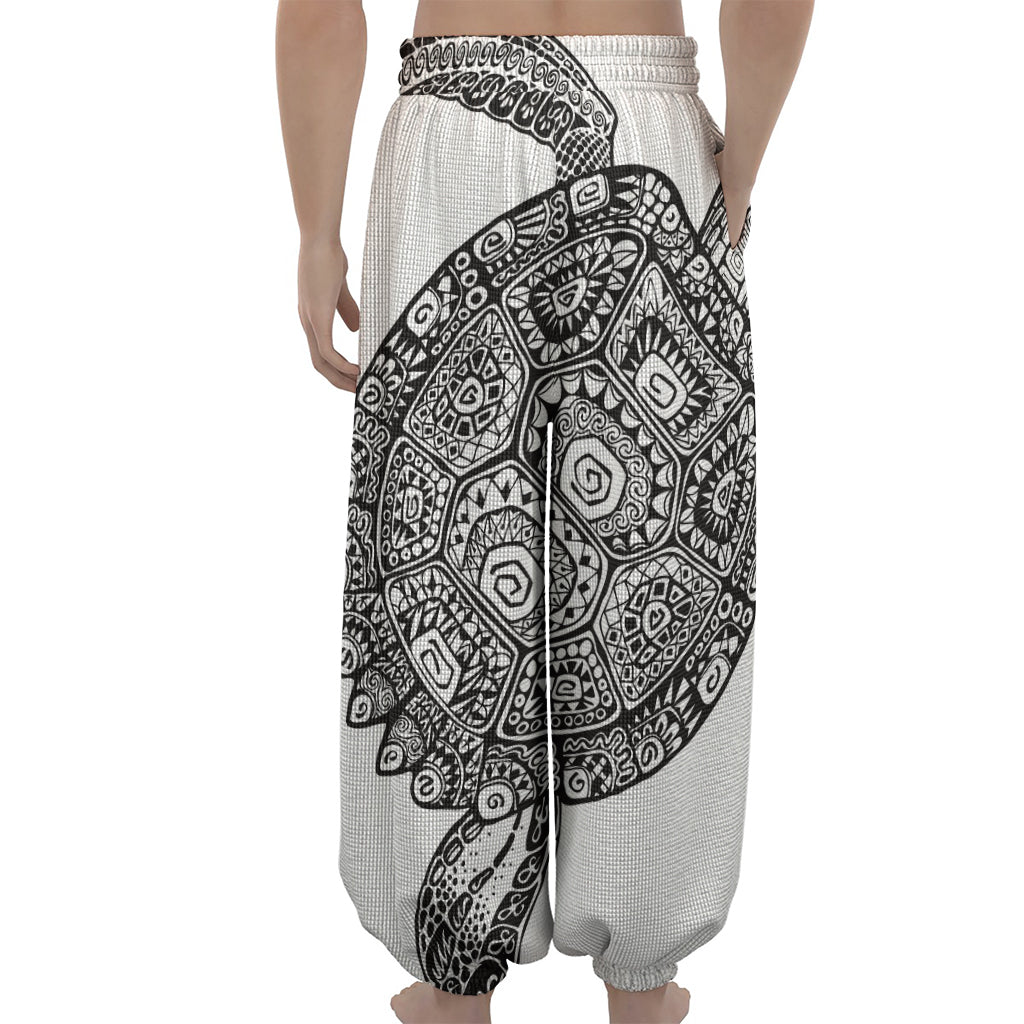 Zentangle Sea Turtle Print Lantern Pants
