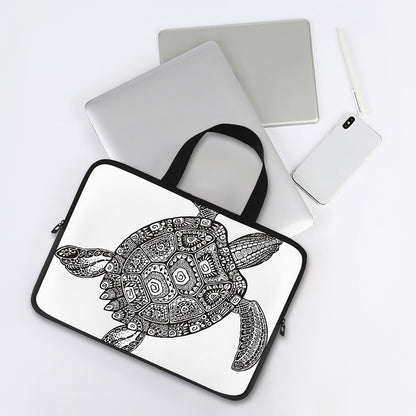 Zentangle Sea Turtle Print Laptop Sleeve With Handle