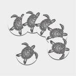 Zentangle Sea Turtle Print Leather Coaster Set