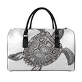 Zentangle Sea Turtle Print Leather Duffel Bag