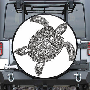 Zentangle Sea Turtle Print Leather Spare Tire Cover