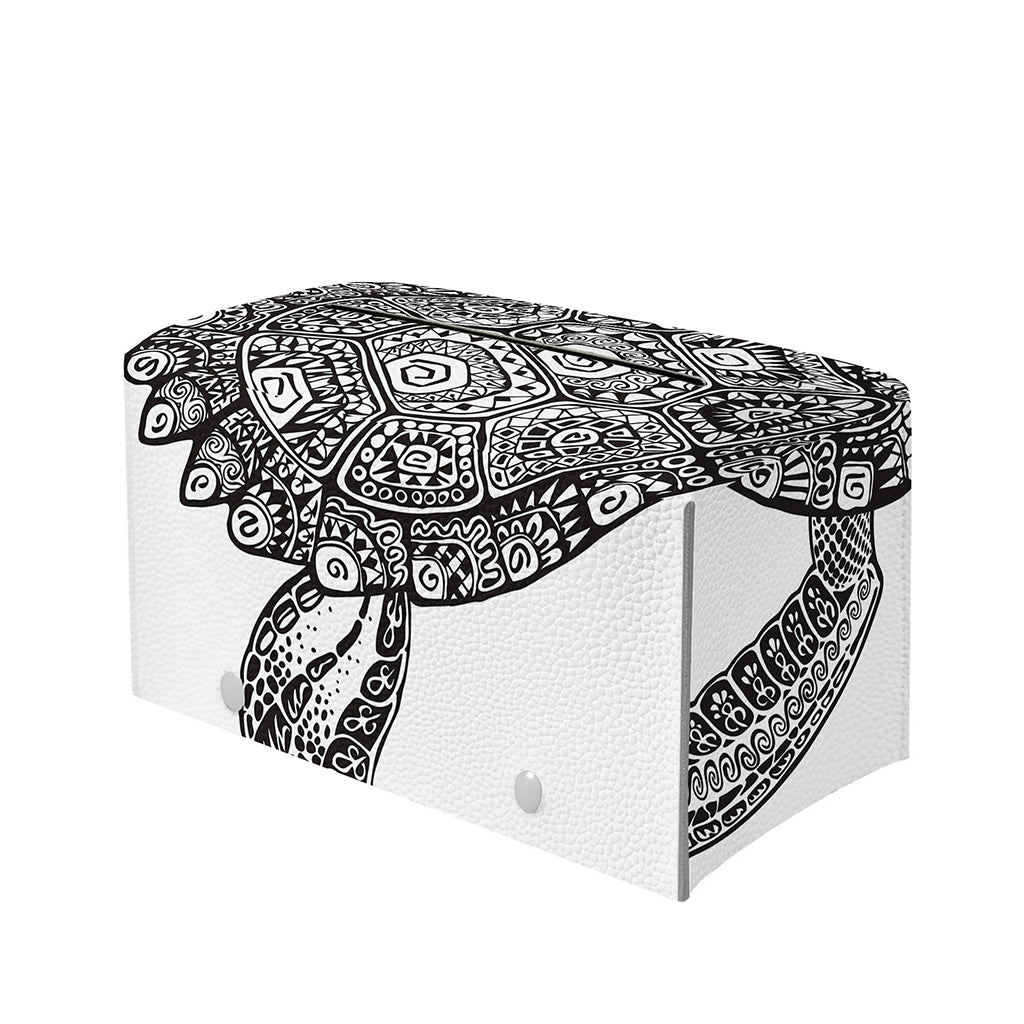 Zentangle Sea Turtle Print Leather Tissue Box Cover